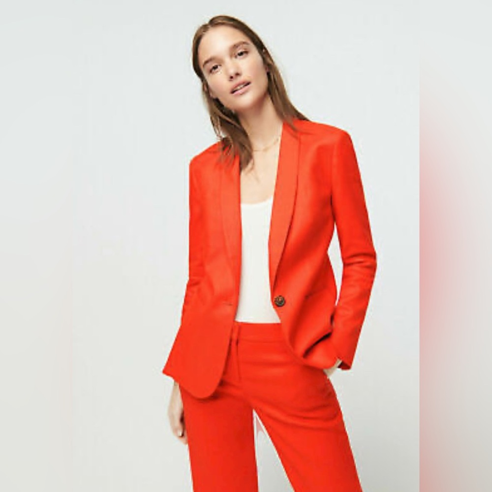 J Crew Factory Blazer in Linen in Brilliant Sunset Size 8 NWOT